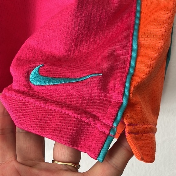 Nike Dri-Fit Activewear Shorts Women's Fitted M Pink Orange Teal Pull On - Picture 9 of 14